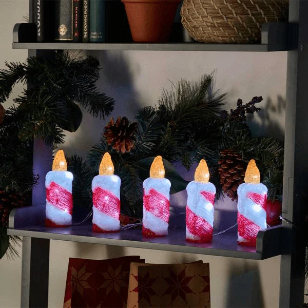 InLit Ice Flickering Candles 15cm - Set of 5