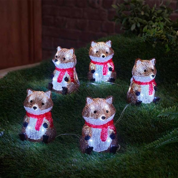 Inlit Ice Foxes - Set of 5 Battery Operated