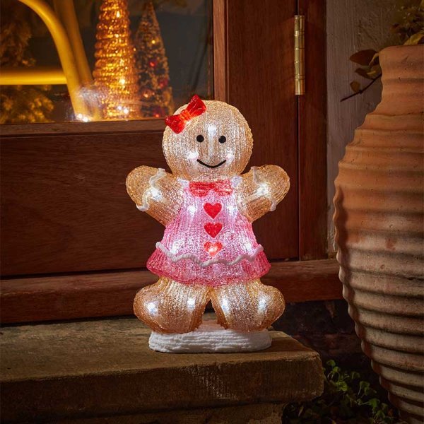 Inlit Ice Gingerbread Girl 30cm Battery Operated