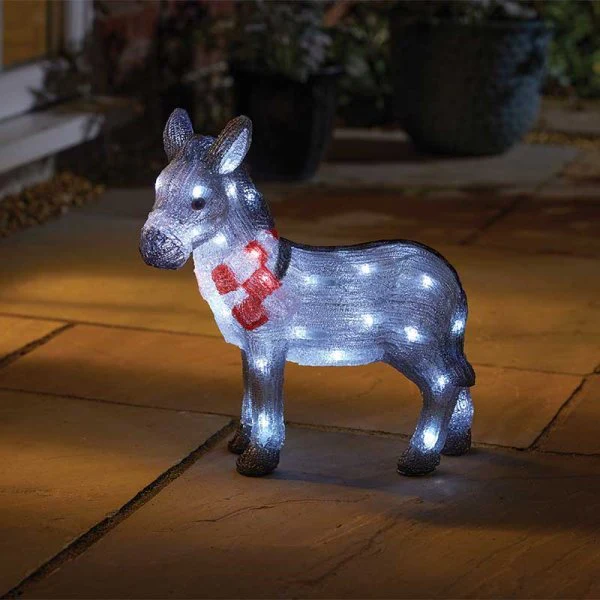 InLit Ice Nativity Donkey Battery Operated 34cm