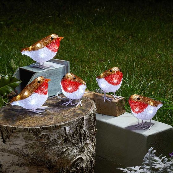 InLit Ice Robins - Set of 5 Battery Operated