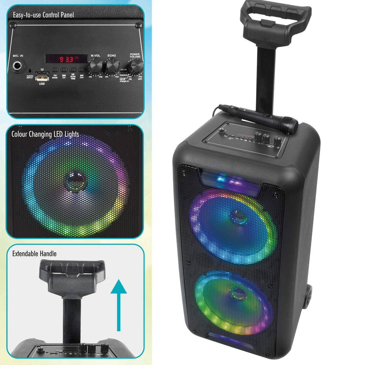 Intempo Bluetooth Party Speaker with Colour Changing LED Lights - Image 4
