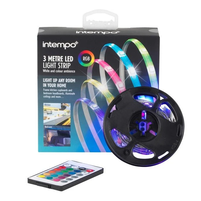 Intempo Multi-Coloured USB LED Strip Light, 3 Metre