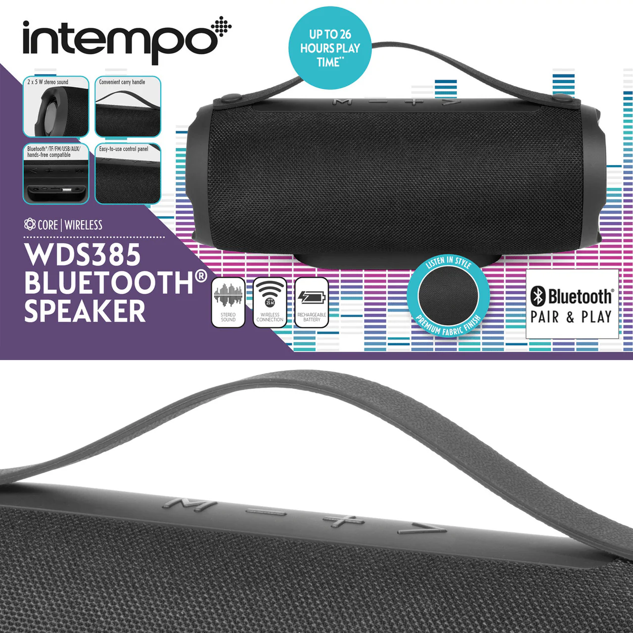 Intempo Rechargeable Bluetooth Fabric Speaker - Image 3