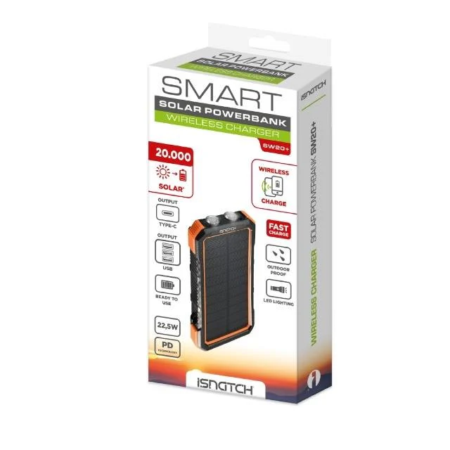 iSnatch Smart Solar Powerbank Wireless Charger 20000mAh
