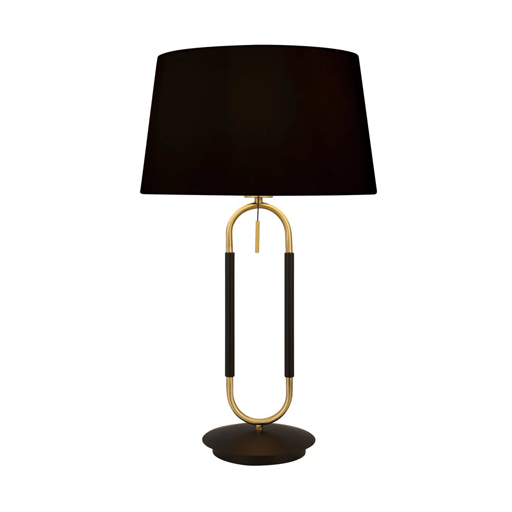 Jazz Table Lamp Black & Satin Brass with Black Velvet Shade