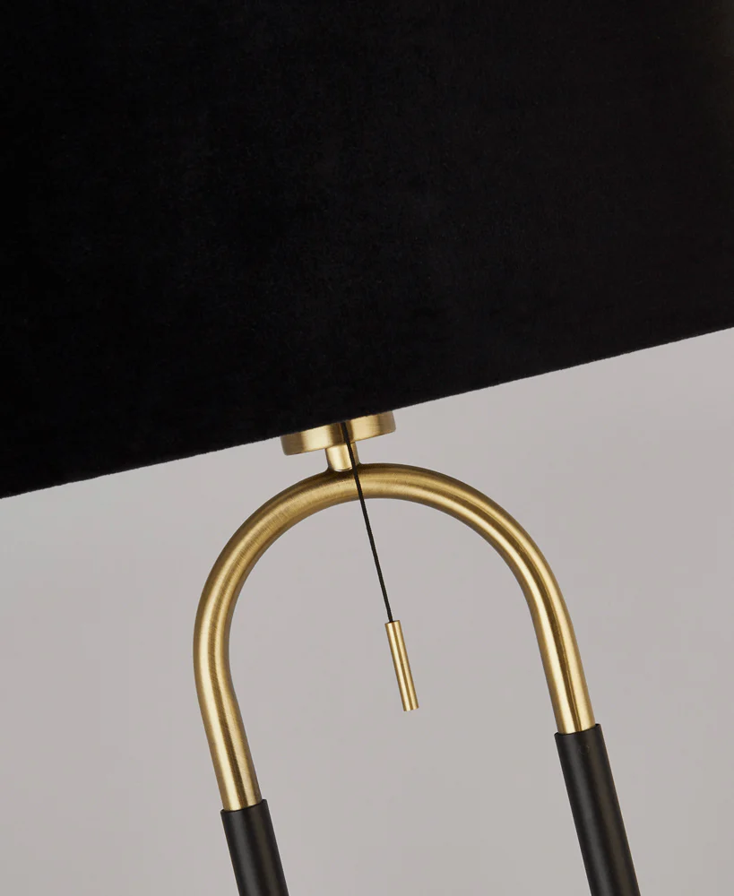 Jazz Table Lamp Black & Satin Brass with Black Velvet Shade - Image 2