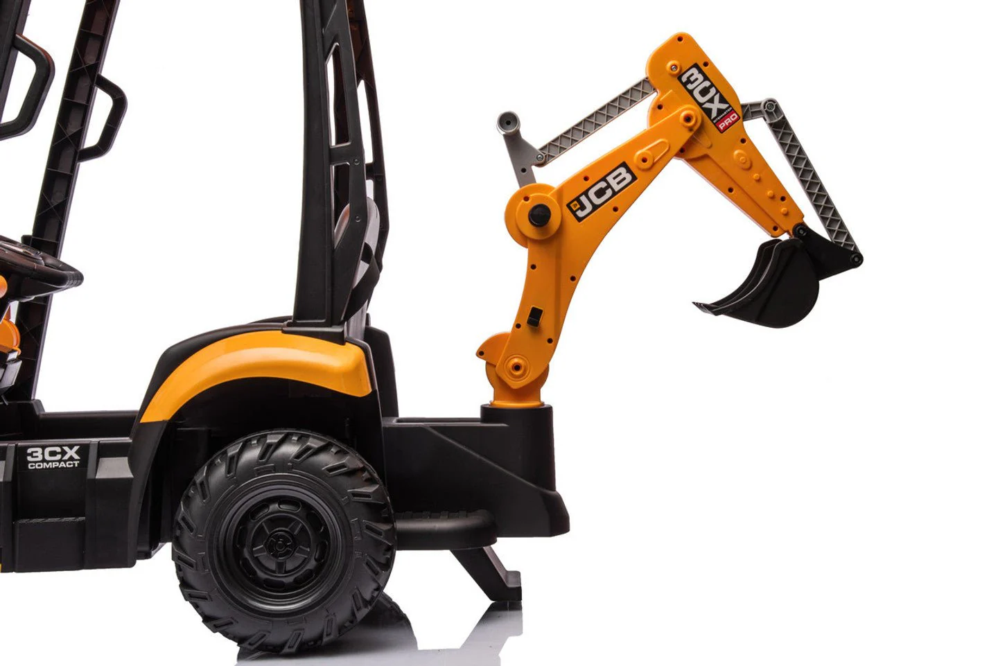 JCB Yellow 12V Electric Ride On Tractor with Loader and Backhoe - Image 2