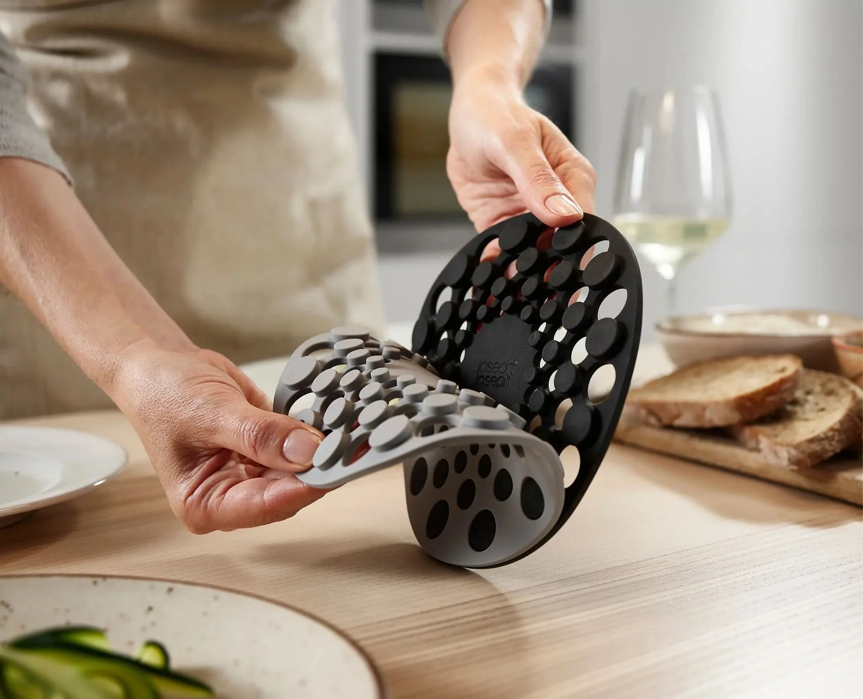 Joseph Joseph Spot-On™ Set of 2 Grey Silicone Trivets - Image 2