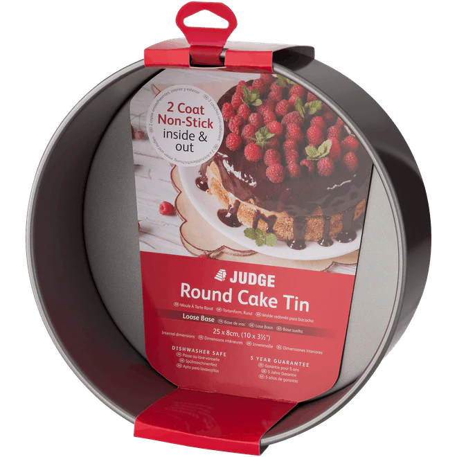 Judge Bakeware, 10"/25cm Round Cake Tin, Loose Base, Non-Stick