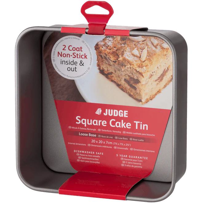 Judge Bakeware, 8"/20cm Square Cake Tin, Loose Base, Non-Stick - Image 5