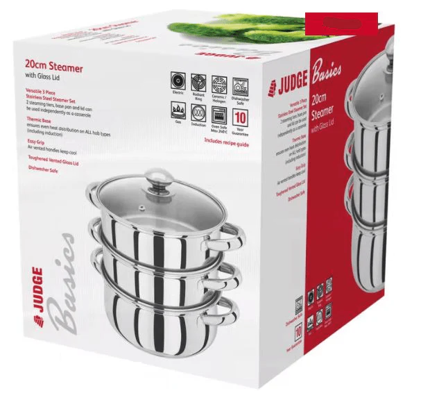 Judge Essentials, 20cm 3 Tier Glass Lid Steamer Set - Image 2