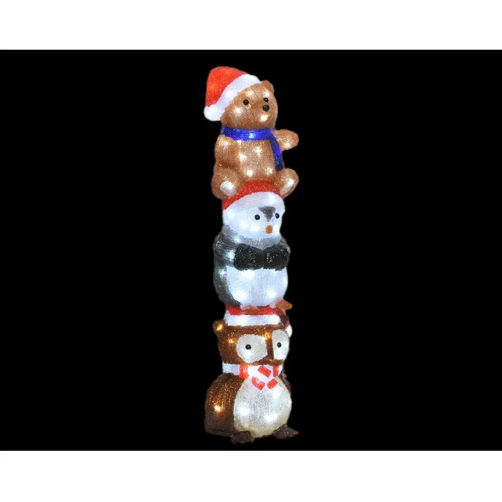 Kaemingk B.V - LED Acrylic Stacked Owl, Penguin and Bear - 63cm - Cool White 9500619
