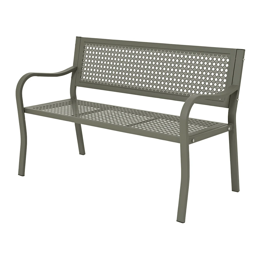 Kaemingk Sage Green Metal Garden Bench - Image 2