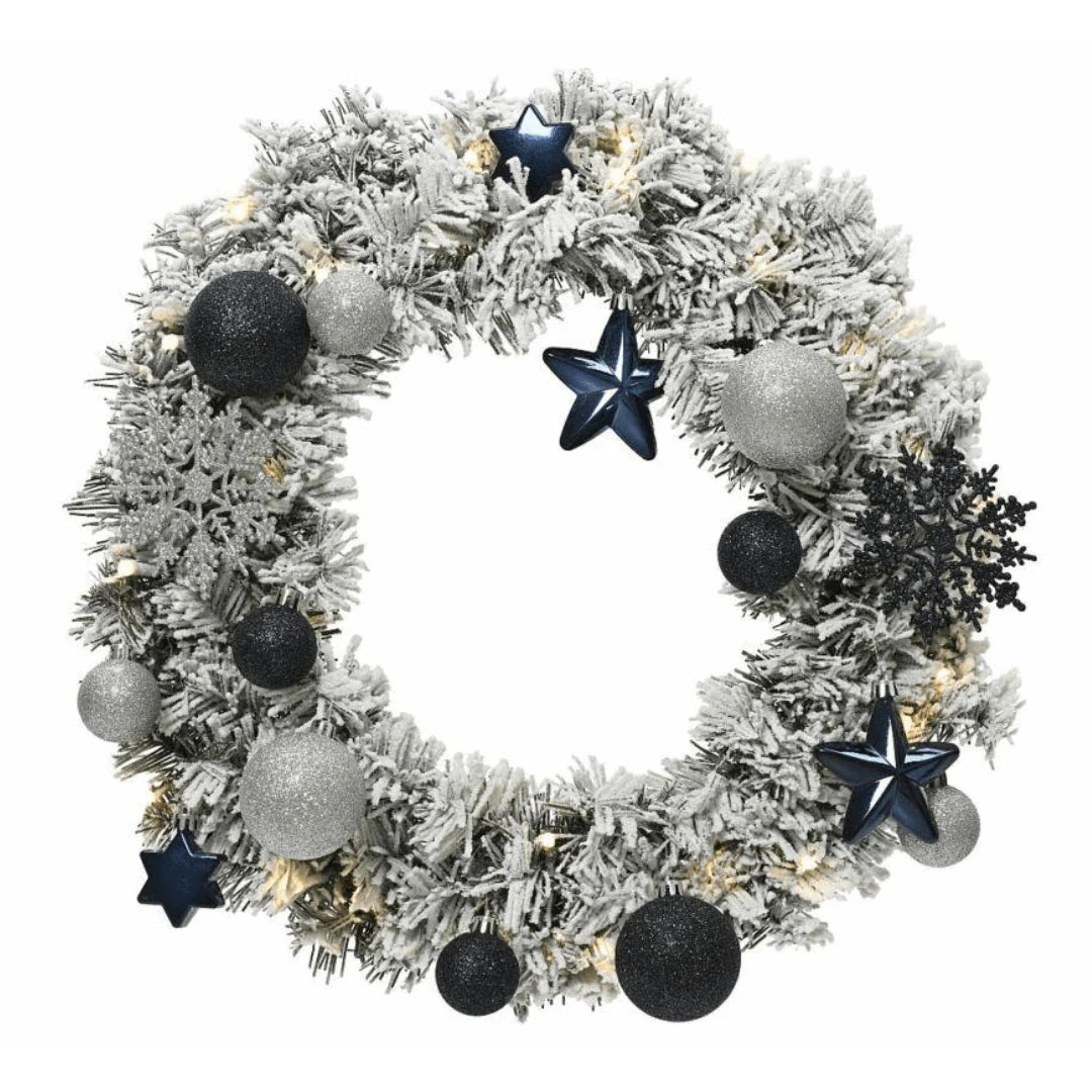 Everlands Snowy In-Lit Imperial Christmas Wreath - 50cm