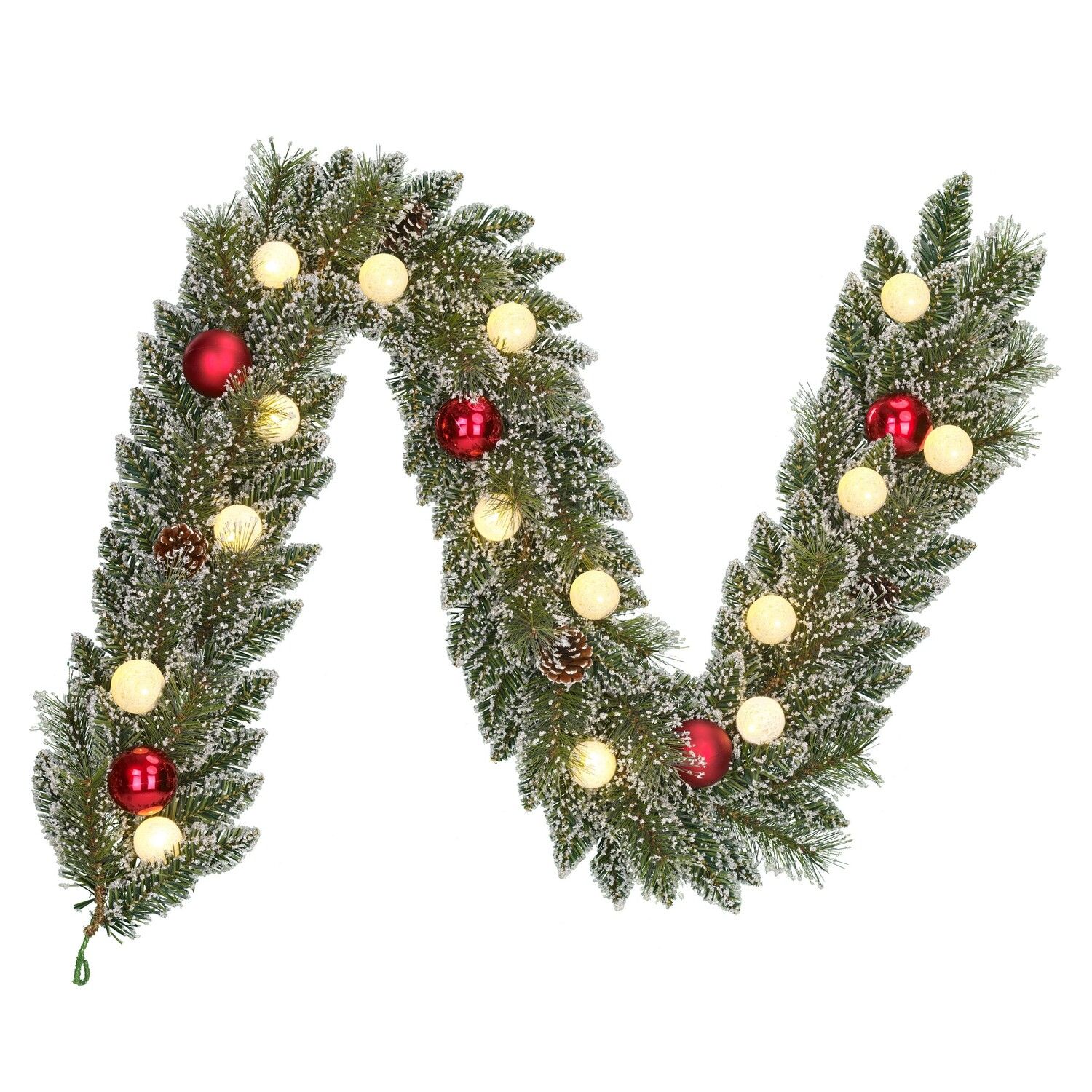 Kaprun Pre-Lit Green Frosted Garland with Timer - 180cm (6ft)
