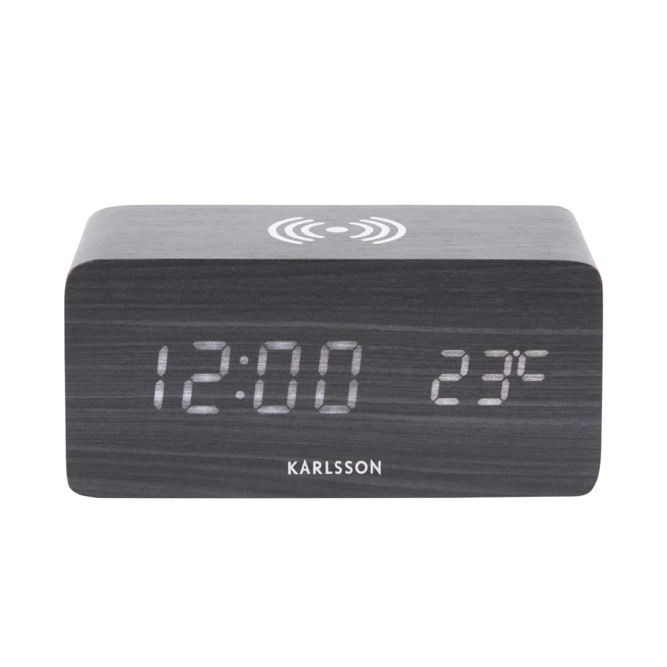 Karlsson Alarm Clock Block w. Phone Charger LED Black - Image 2