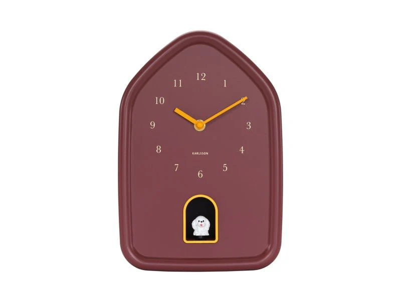 Karlsson Wall Clock Modern Doggy Burgundy Red