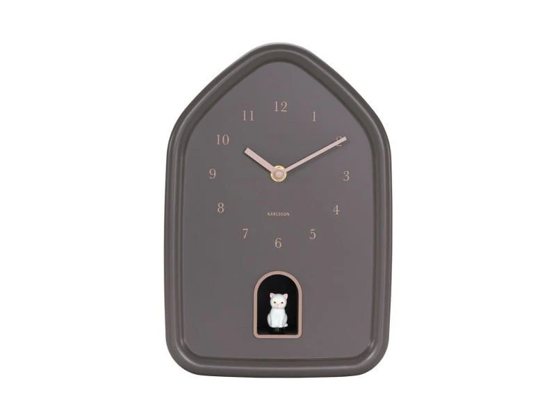 Karlsson Wall Clock Modern Kitty Earth Brown