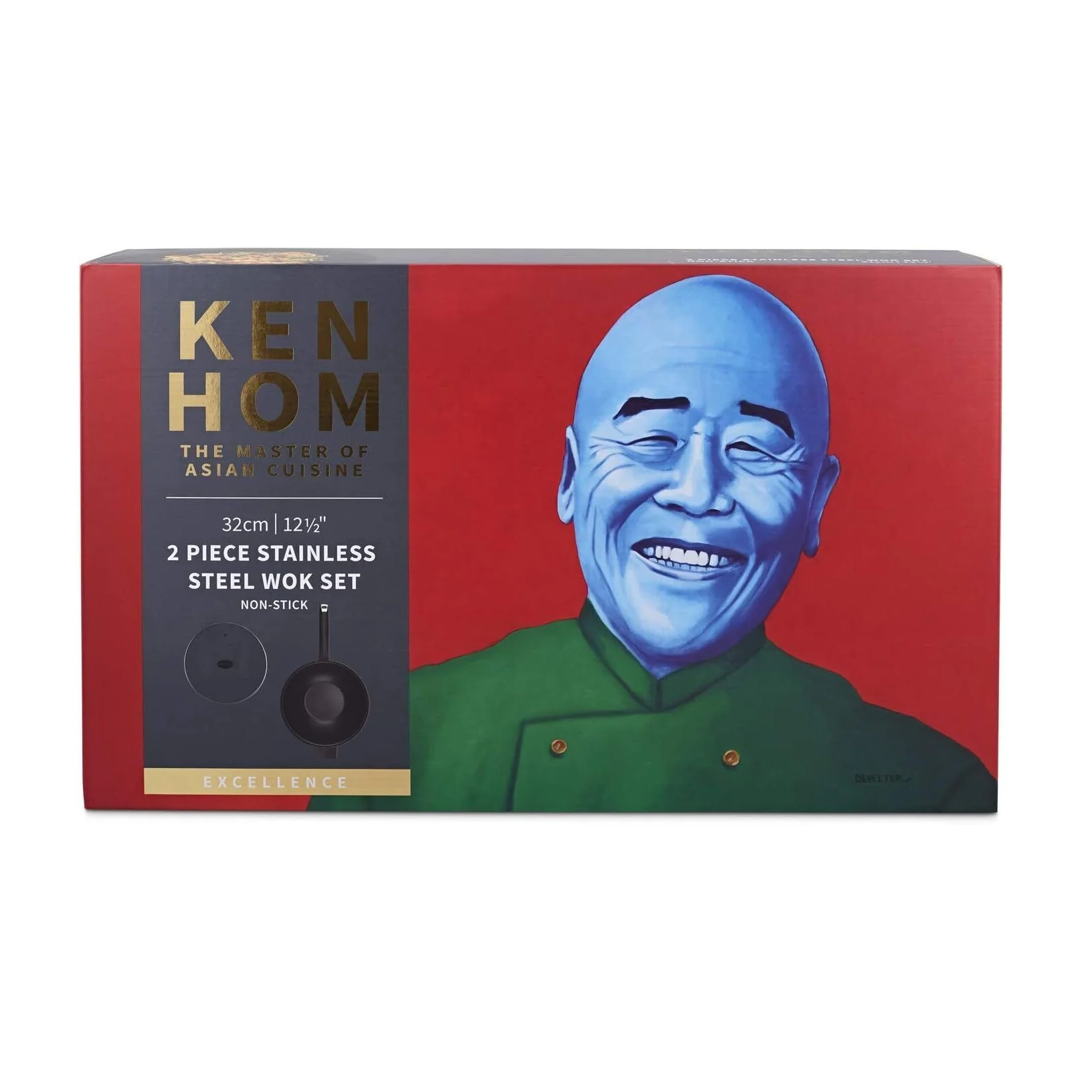 Ken Hom Excellence Non-Stick Stainless Steel Wok & Lid 32cm - Image 3