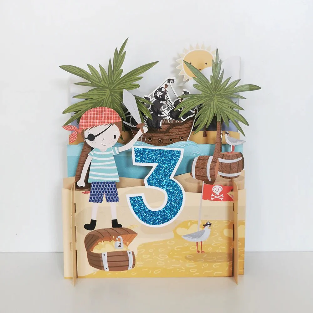 Kids 3D Pop Up Birthday Card Boy - Age 3 APO004