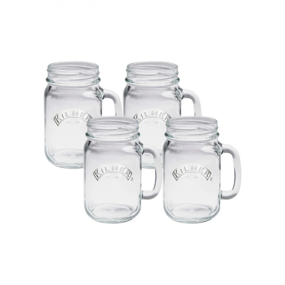 Kilner Set of 4 Handled Jars - 400ml