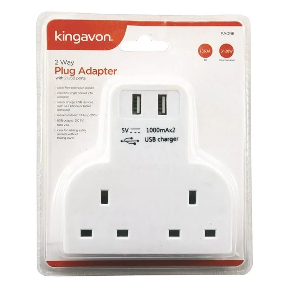 Kingavon 2 Way Plug Adapter With Usb
