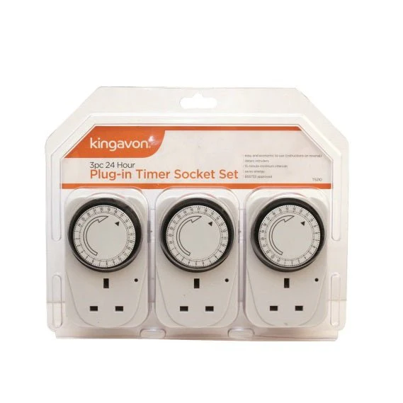 Kingavon 3pc 24 Hour Plug-in Timer Socket Set