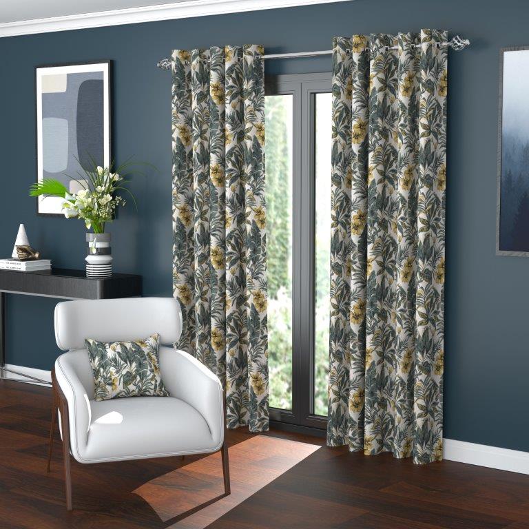 Kingdom 66" x 72” Lined Eyelet Curtains Teal