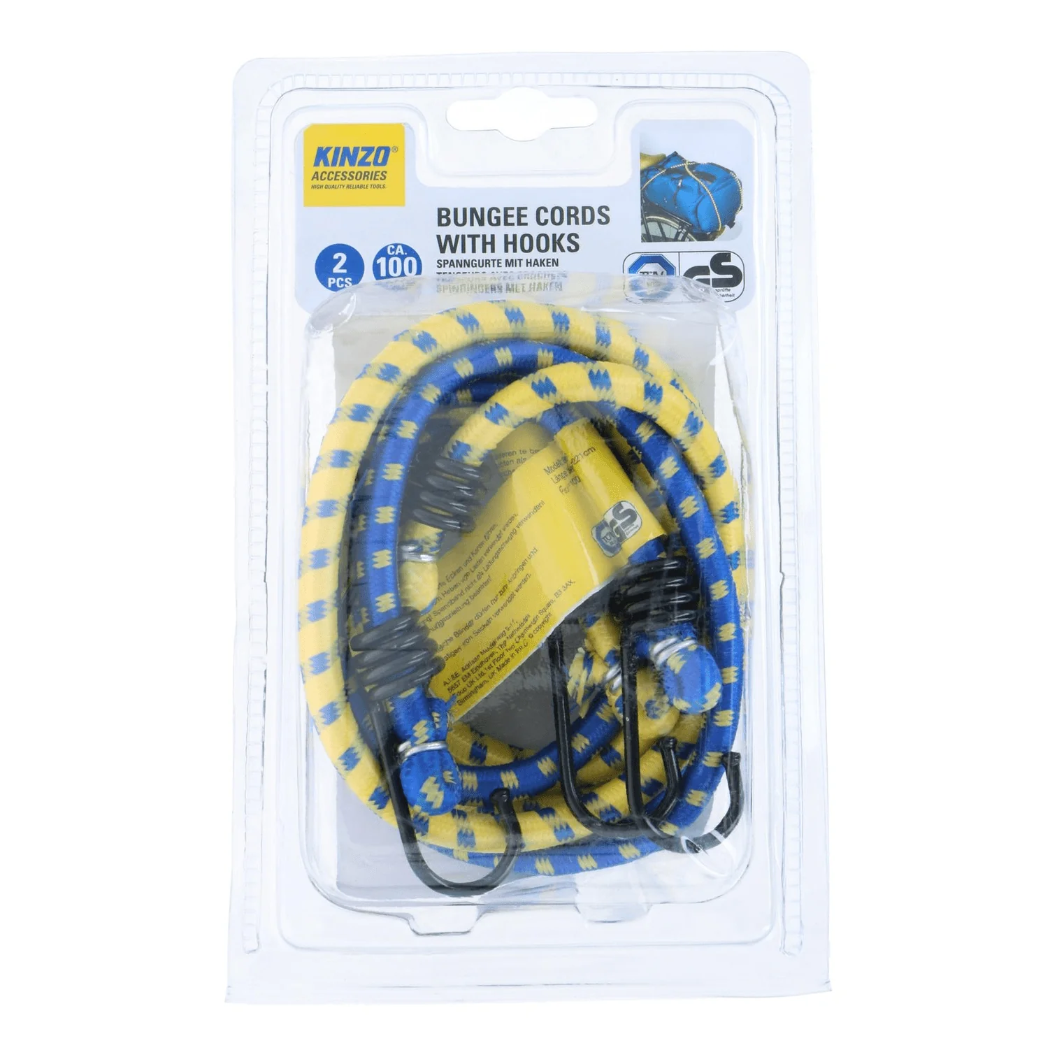 KINZO Bungee Cord 100cm With Hooks 2 Pack