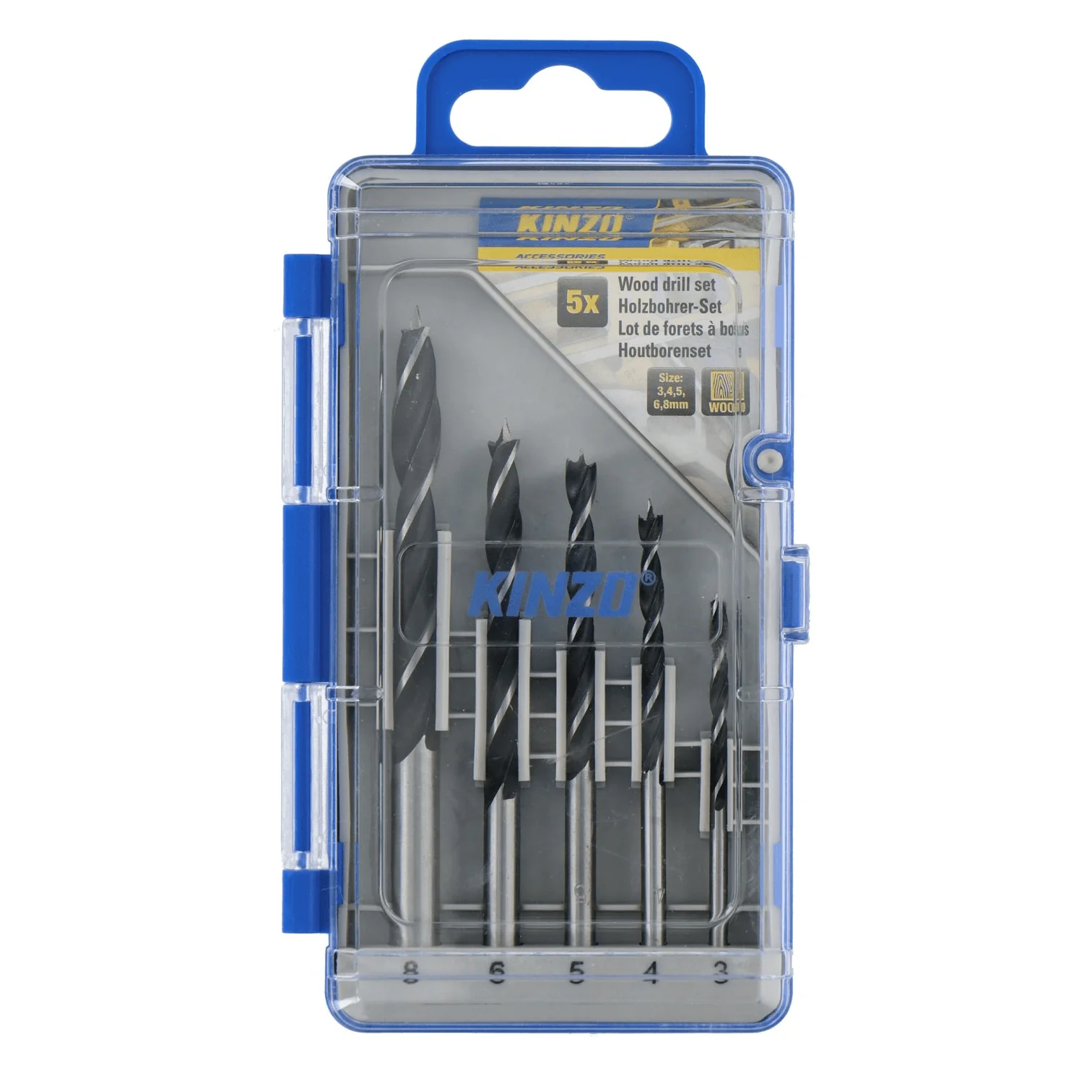 KINZO Wood Drill Bit Set 3–8mm 5 Piece
