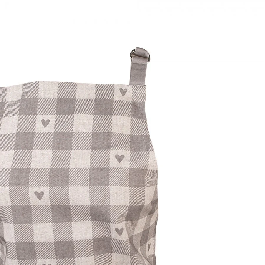 Kitchen Apron 70 x 85cm Grey Beige Cotton Hearts - Image 3