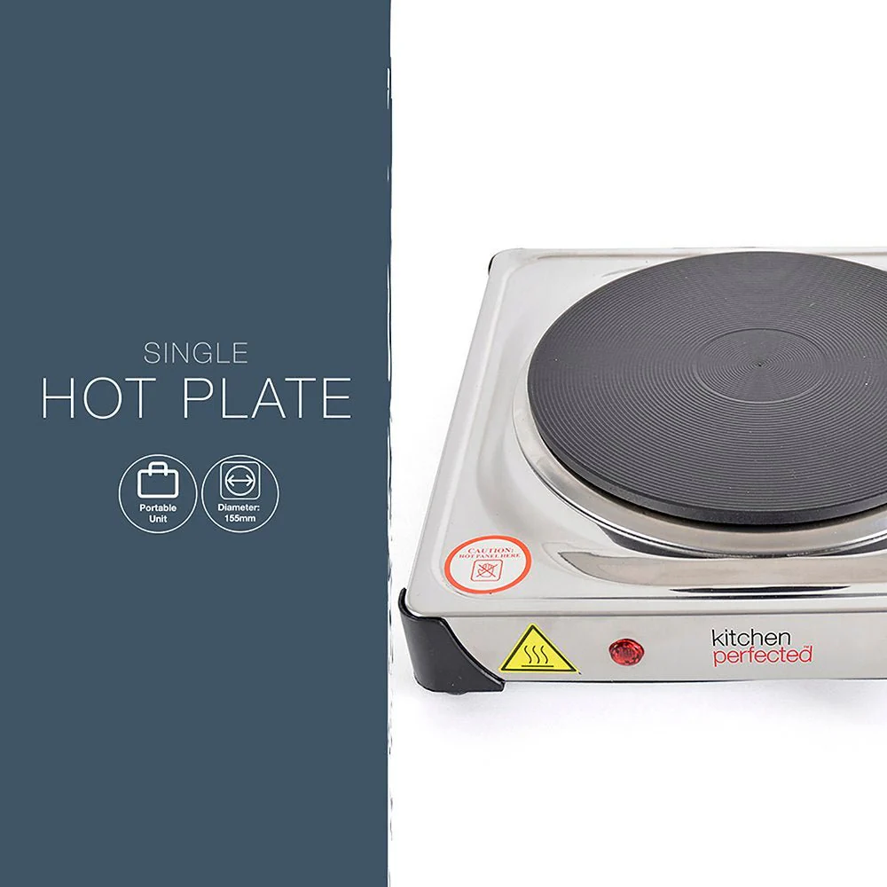 KitchenPerfected 1500W Single Hotplate - Stainless Steel - Image 3