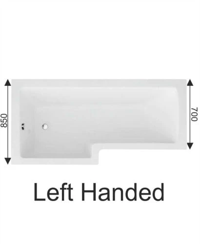 L Shape Righthand Single Ended Shower Bath & Panel 1700x850 - Image 2