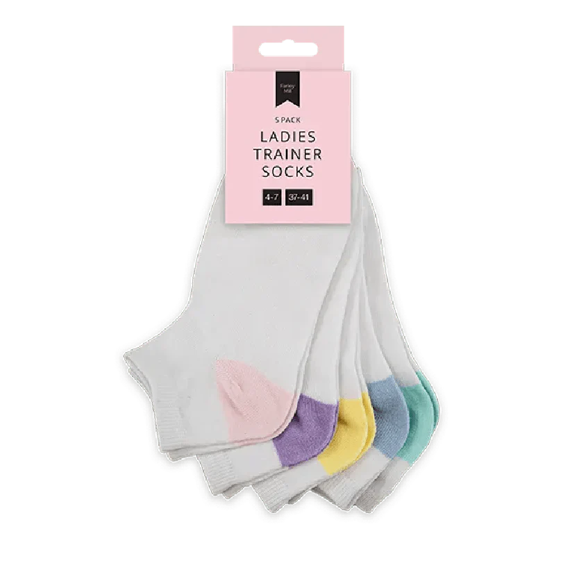 Ladies White Trainer Socks 5pk