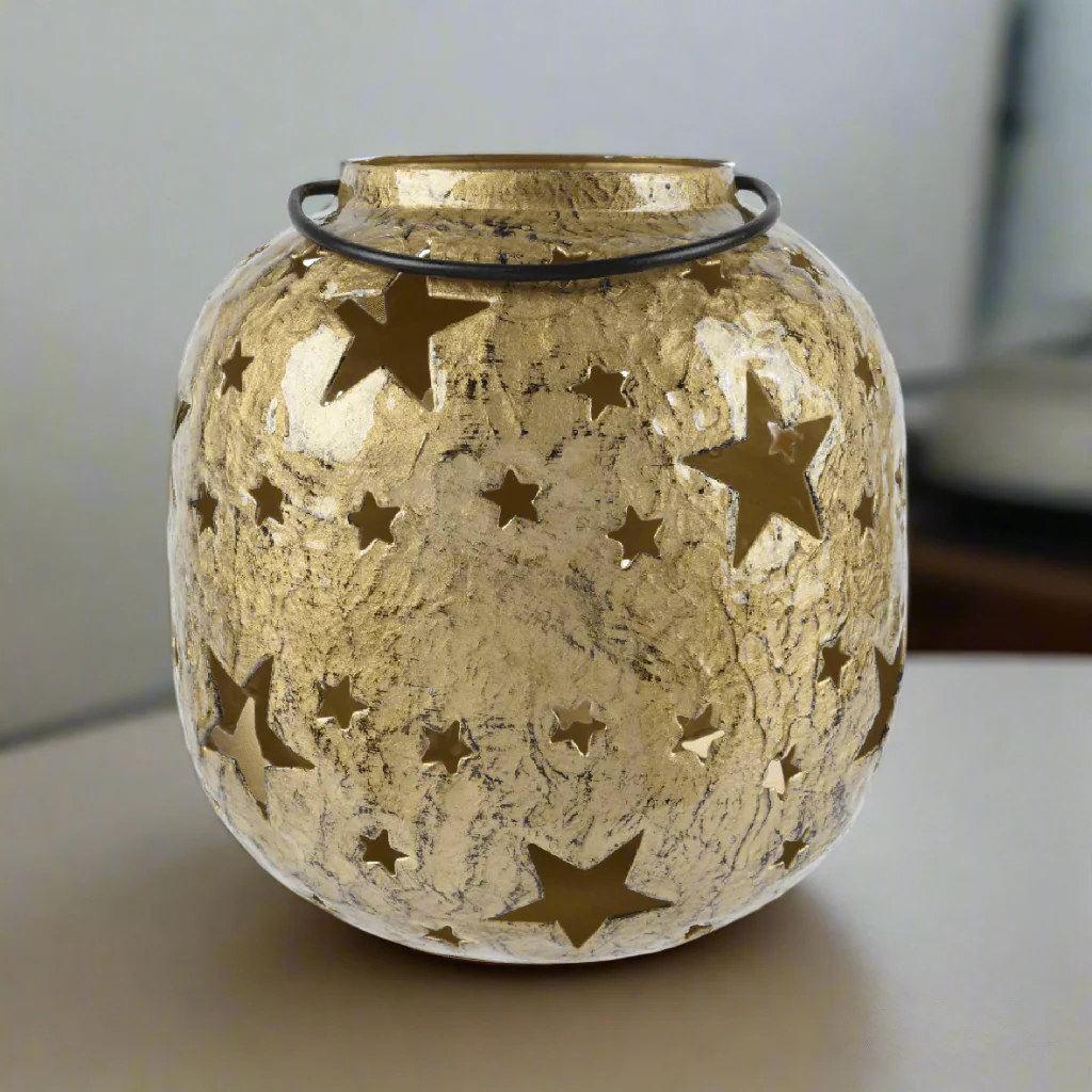 Lantern Iron Cut-Out Star Design 15.5cm