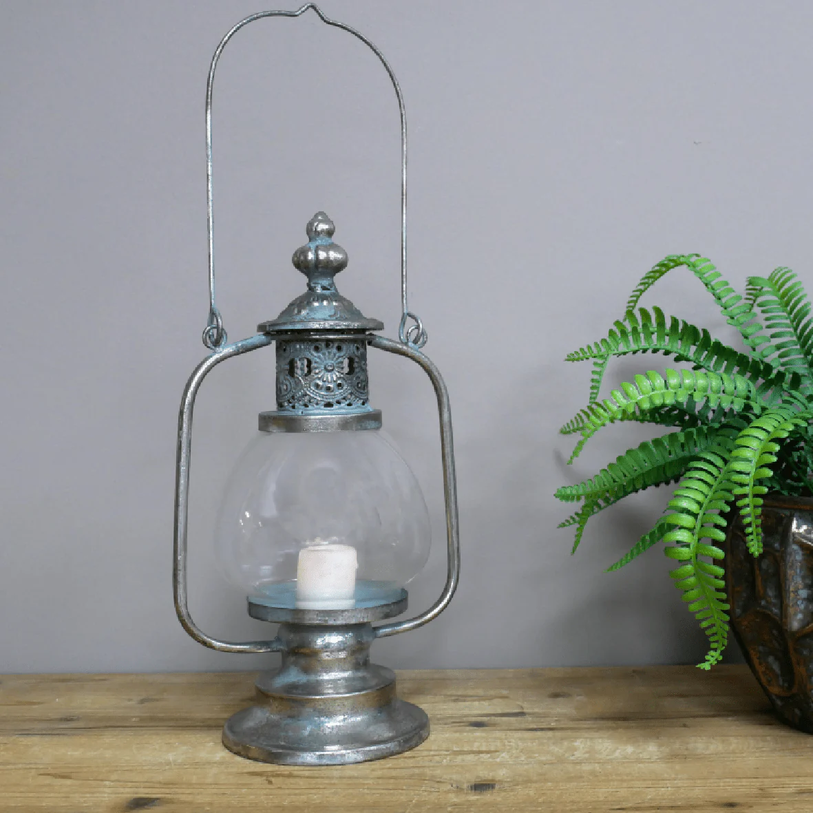 Lantern with Handle Silver 49cm - Image 2