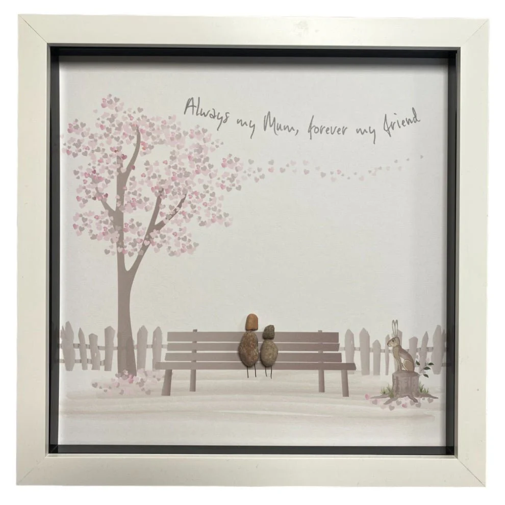 Large Pebble Art Always my Mum, Forever my Friend - White