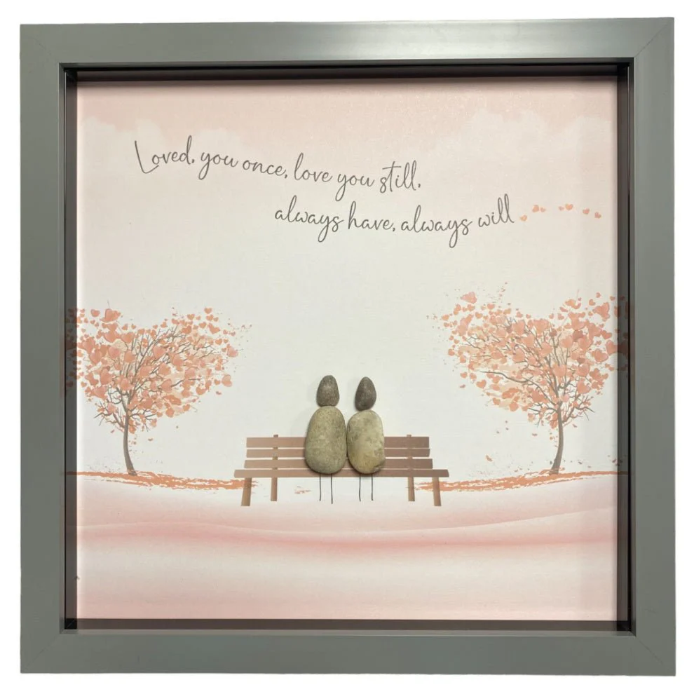 Large Pebble Art Loved you once, Love you still - Grey
