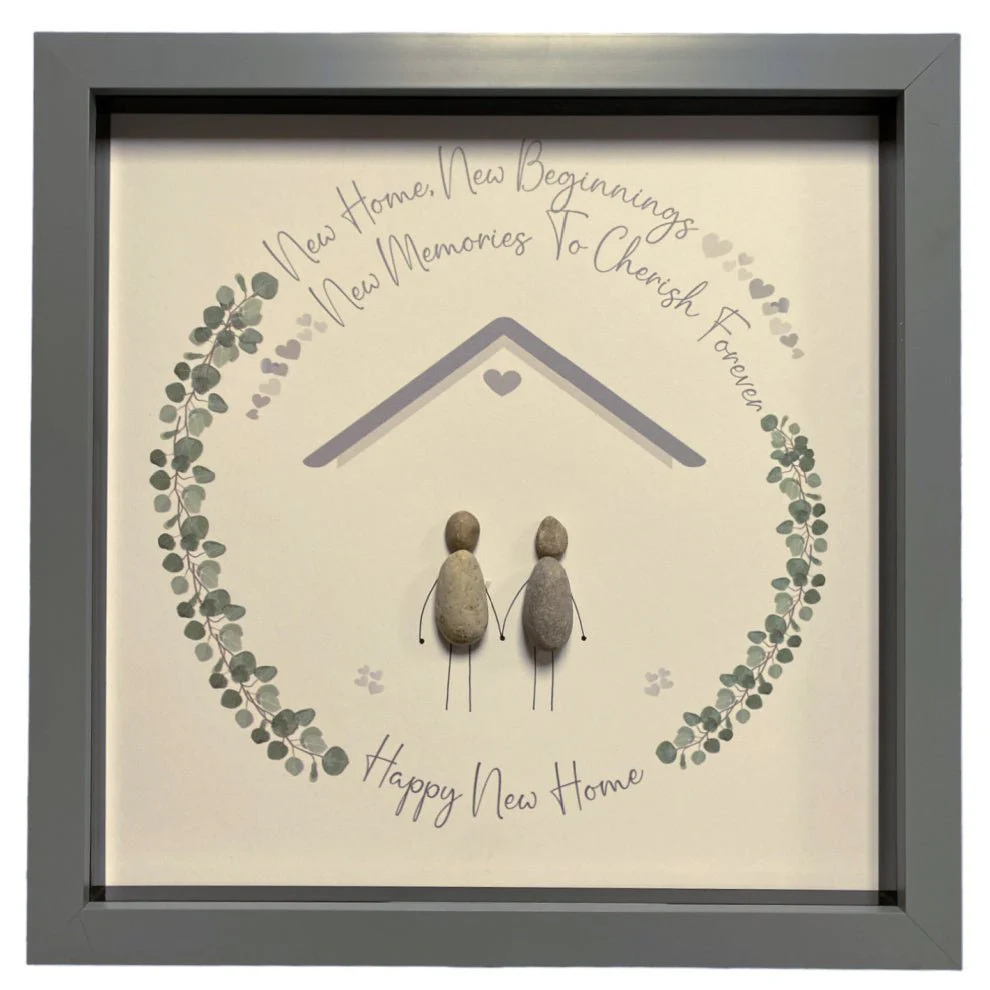 Large Pebble Art New Home, New Beginnings - Grey