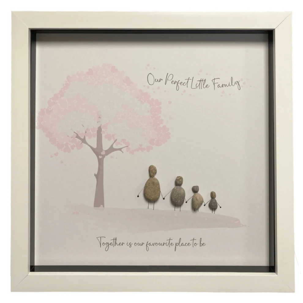 Large Pebble Art Our Perfect Little Family (4) - White