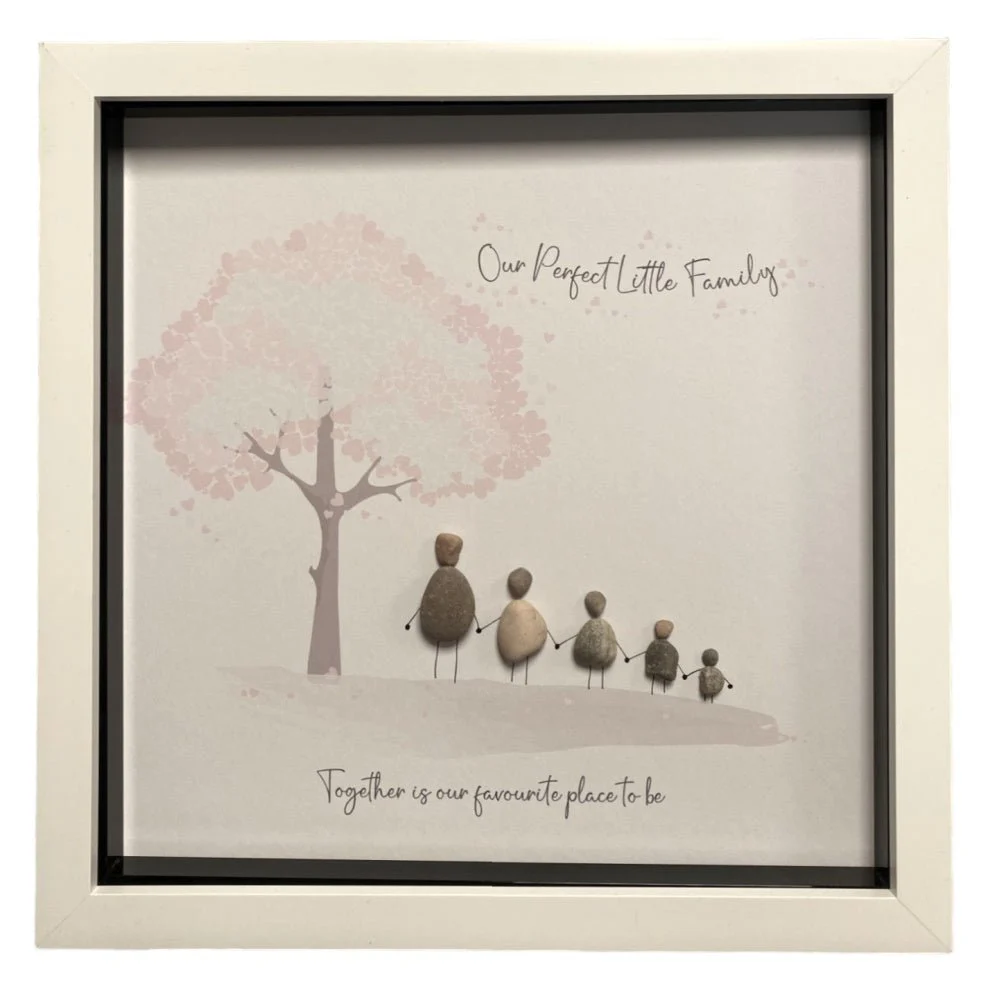 Large Pebble Art Our Perfect Little Family (5) - White