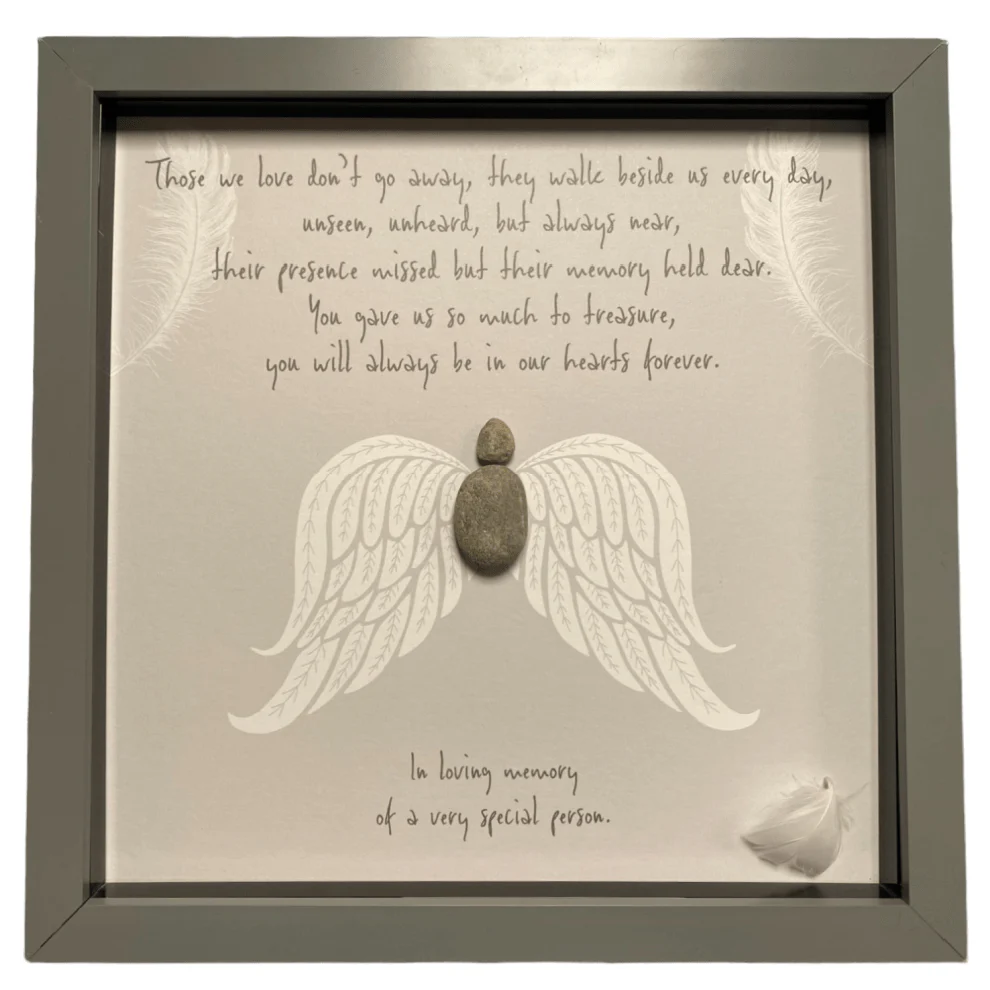 Large Pebble Art Those we Love don't go away Poem - Grey