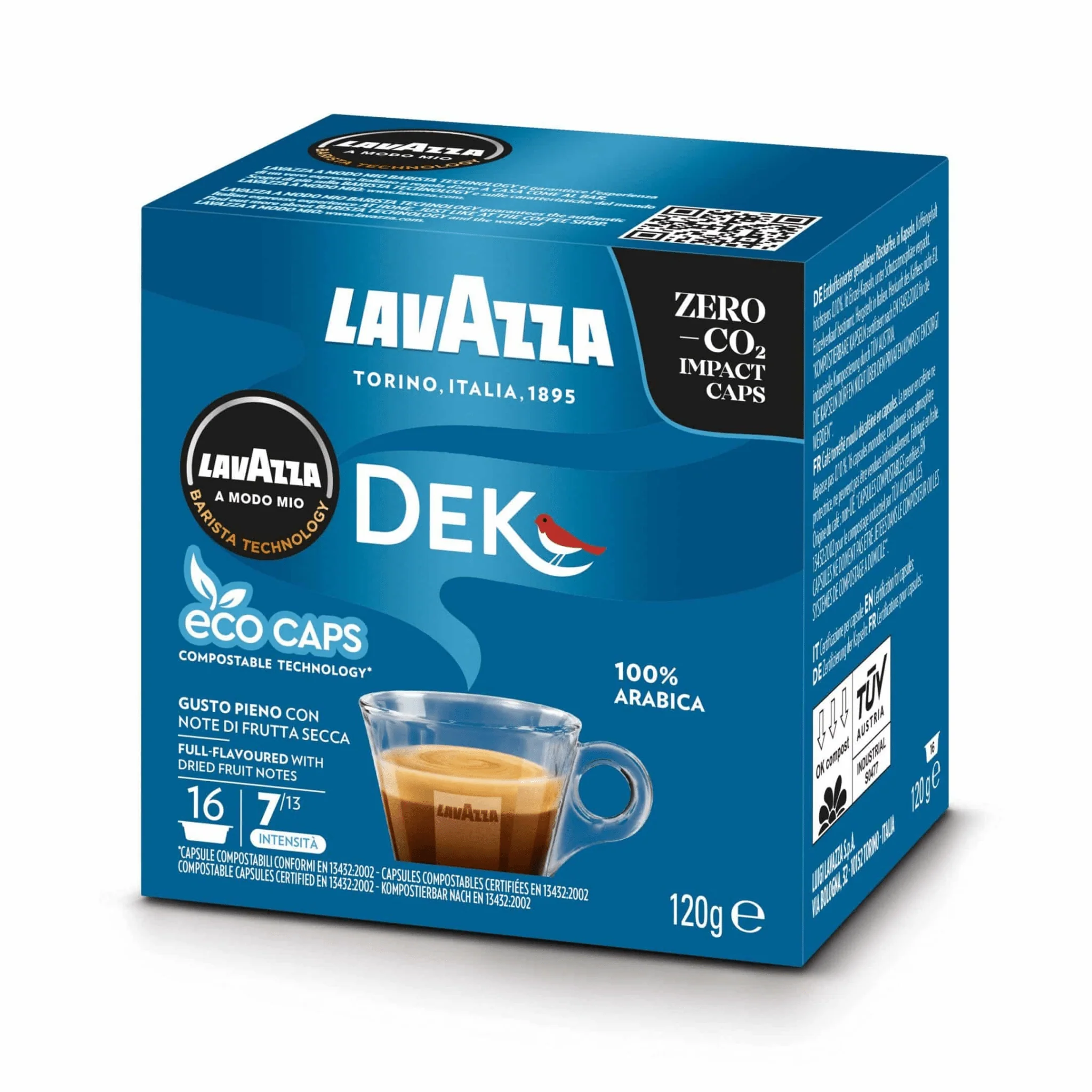 Lavazza A Modo Mio Dek Cremoso Compostable Coffee Capsules 16pk