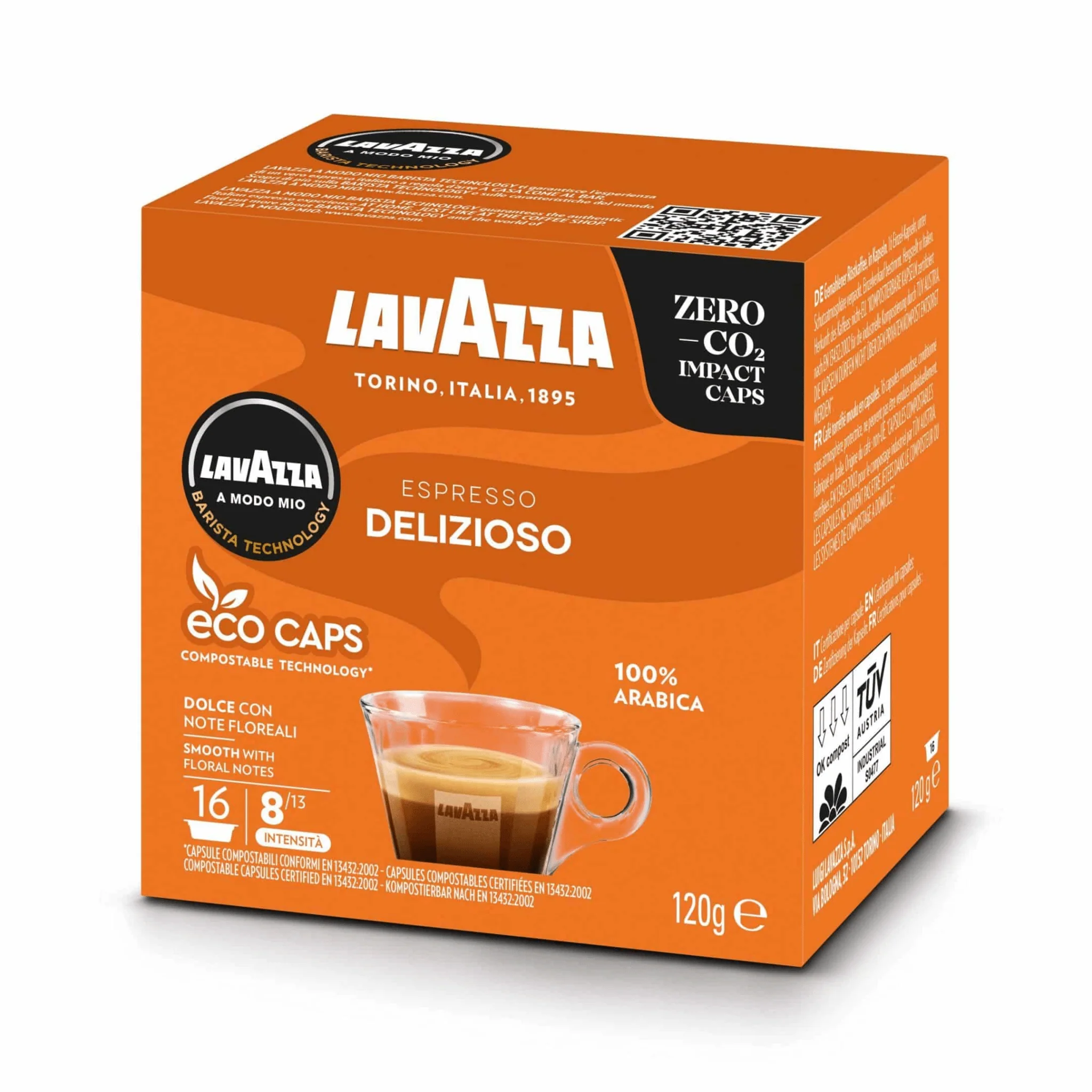 Lavazza A Modo Mio Delizioso Compostable Coffee Capsules 16pk