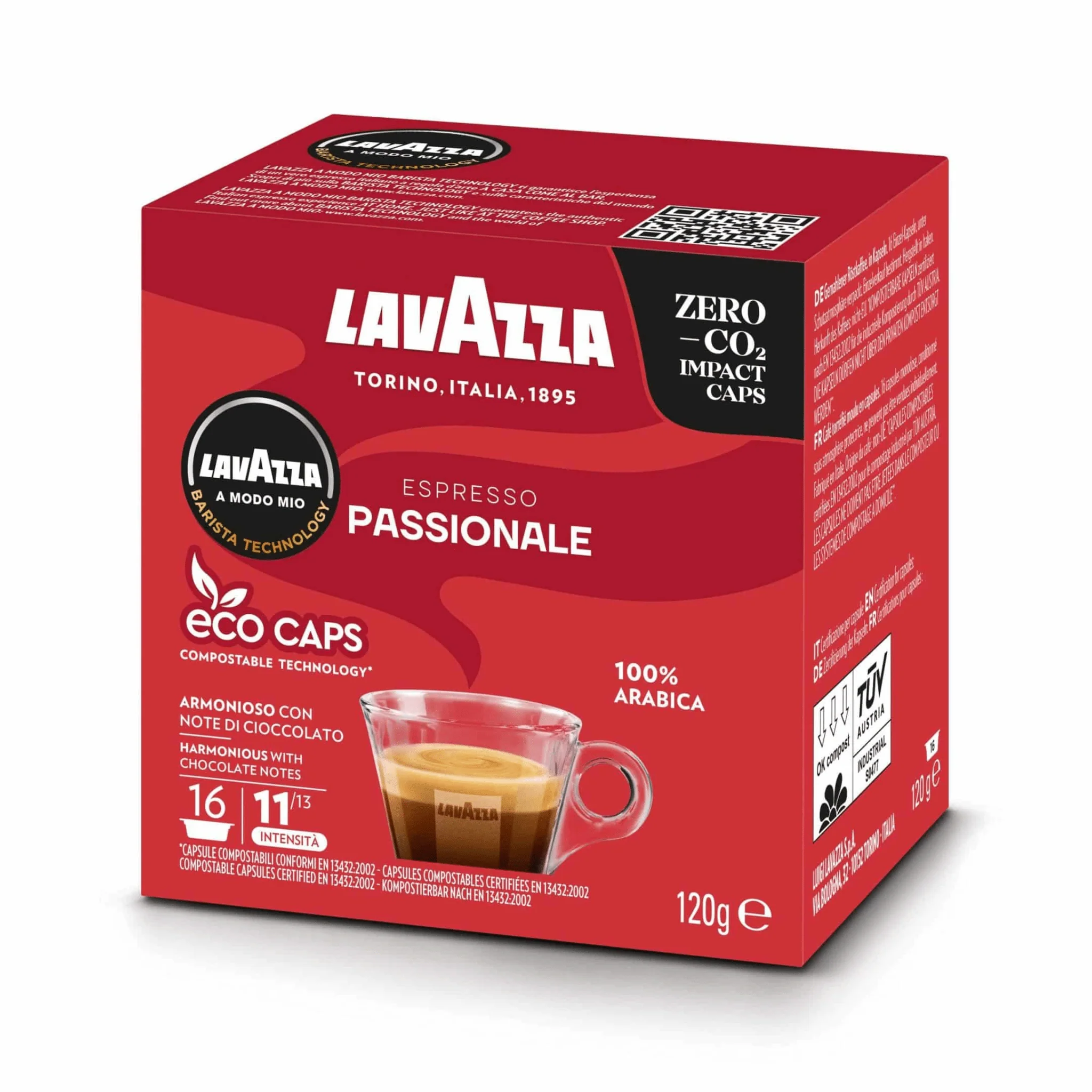 Lavazza A Modo Mio Passionale Compostable Coffee Capsules 16pk