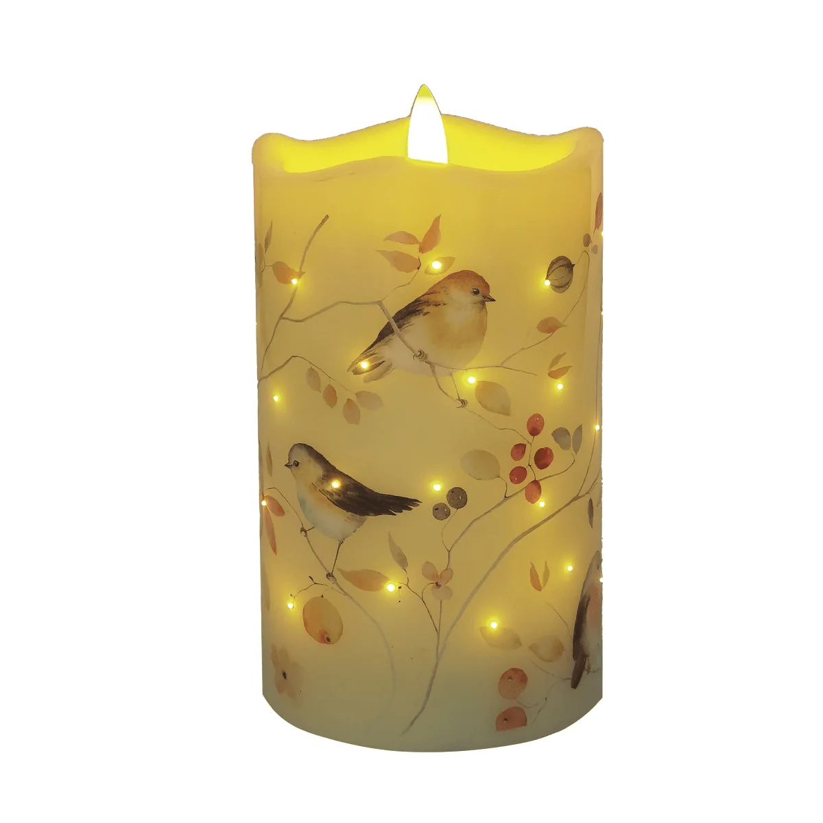 LED Christmas Robins Candle 7.5cm x 12.5cm