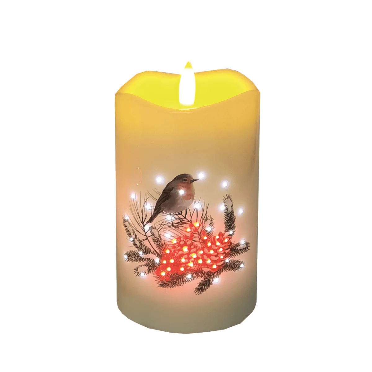 LED Festive Robin Candle 7.5 x 12.5cm