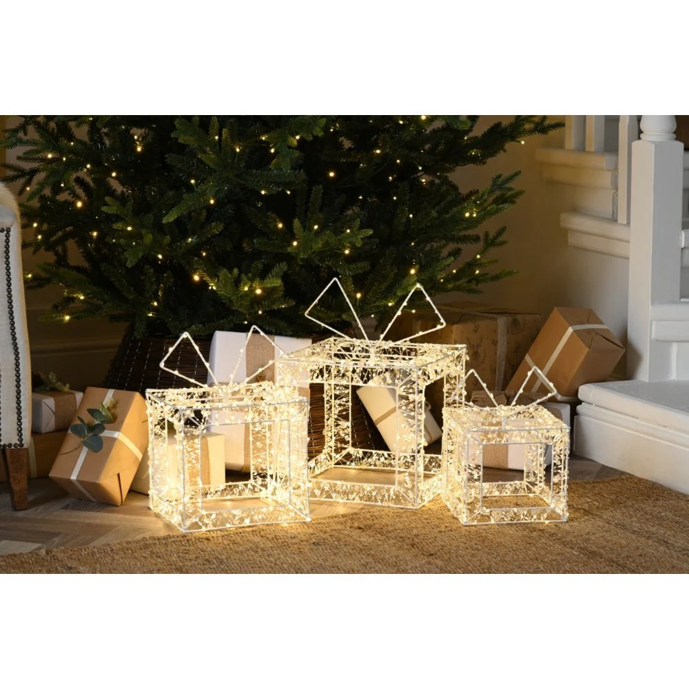 Led Lit Open Beaded Parcels | Set Of 3