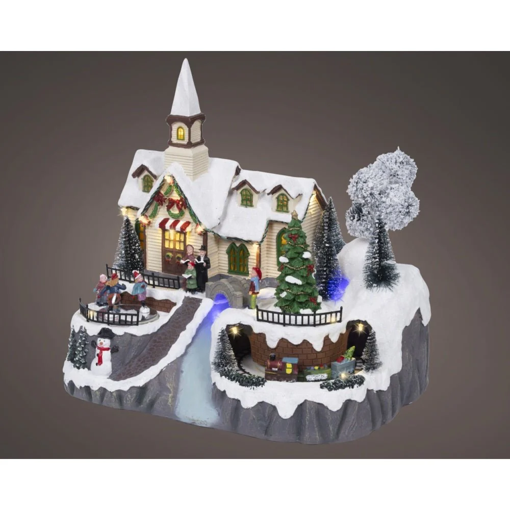 Led Musical Christmas Village Scene With Church